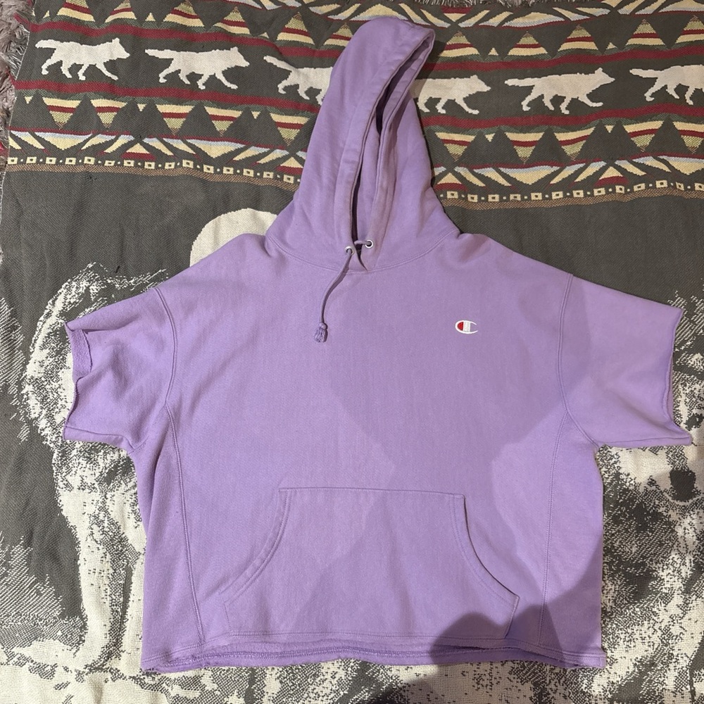 Champion Lavender Hoodie with Short Sleeves